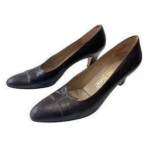 Vintage Salvatore Ferragamo Leather Pumps‎ Heels Pointed Toe Classic Brown  11